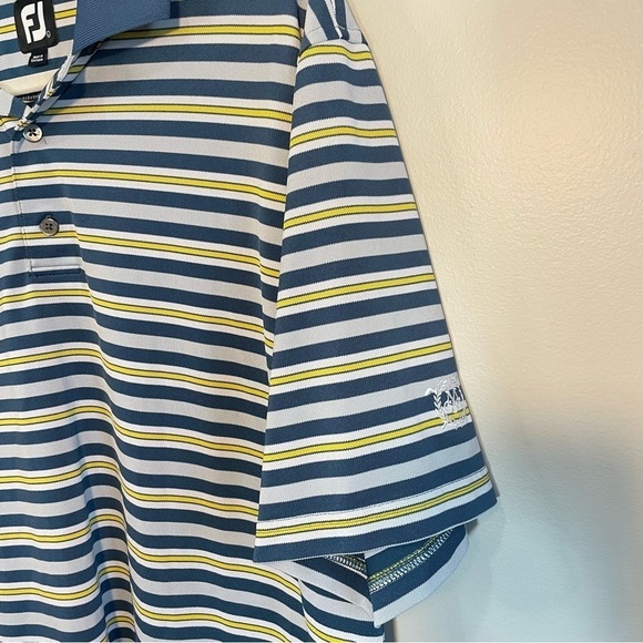 FootJoy Blue Yellow Short Sleeve Polo Shirt Size Mens Large - Picture 4 of 7